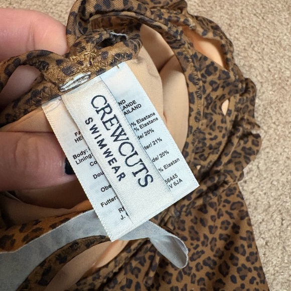 NWT J.Crew Crewcuts Girls' Ruffle Halter-Neck One-Piece Swimsuit- Brown Cheetah - Picture 6 of 7